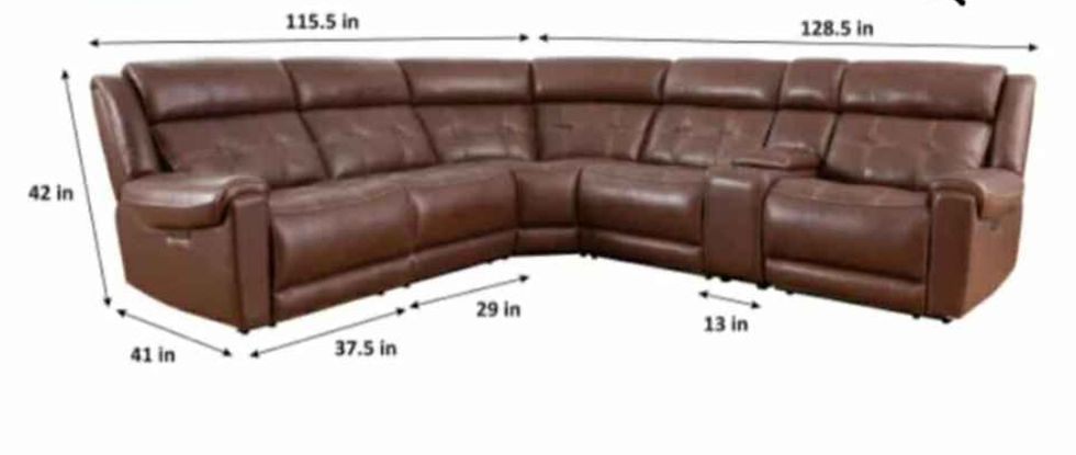 Thumbnail: Top Grain Leather Sectional Recliner Sofa with Power Headrests