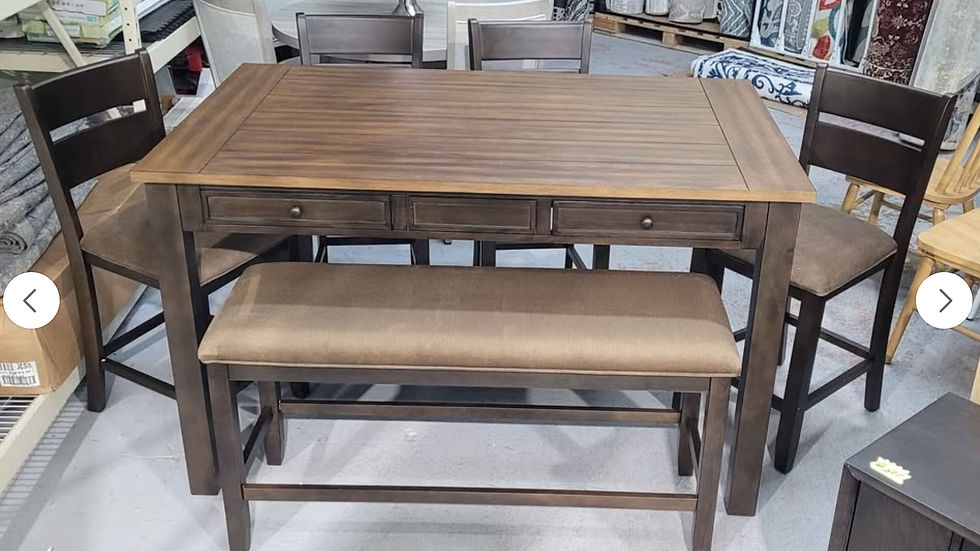 Thumbnail: New 6 PC Counter Height Dining Table Set, Brown