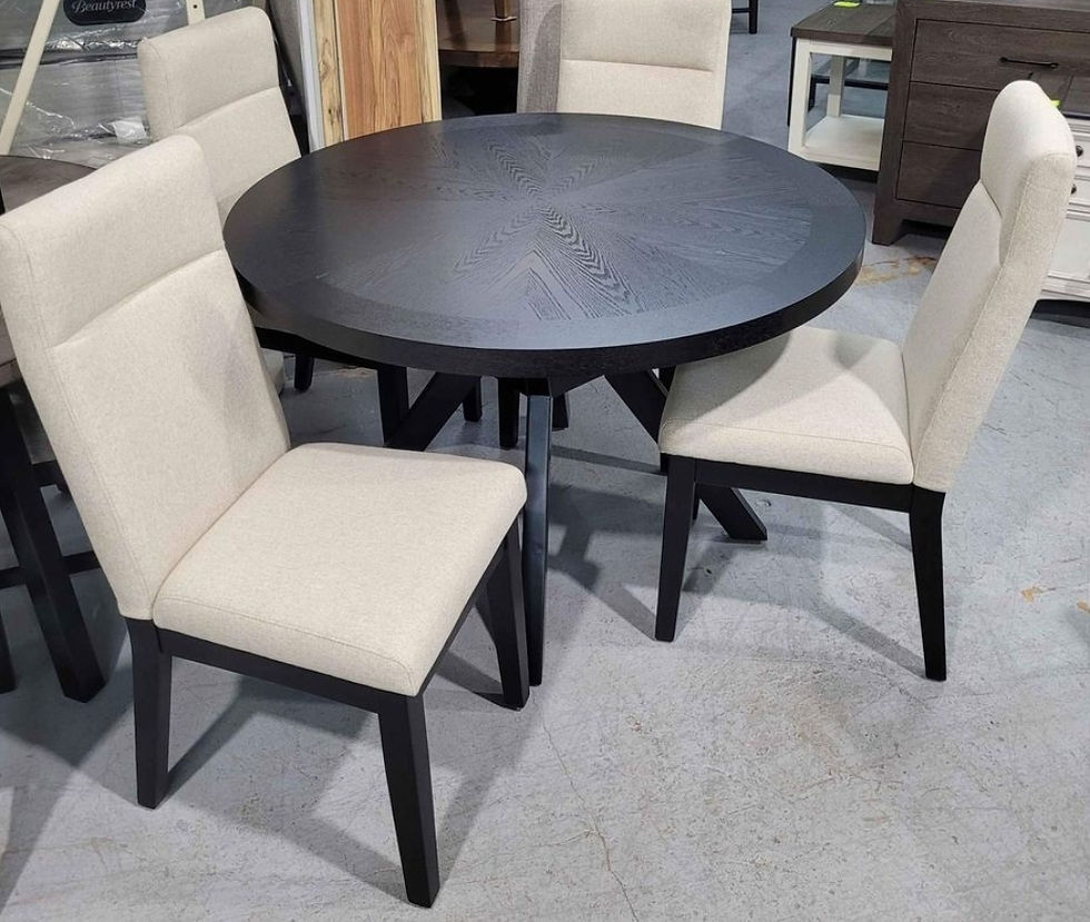 Thumbnail: New Kaelyn 5-piece Dining Table Set, Black Beige