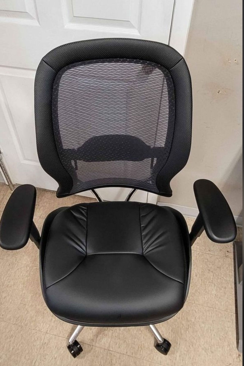 Thumbnail: New Office Chair with Thick Padded Bonded Leather Seat and Heavy Duty Aluminum B
