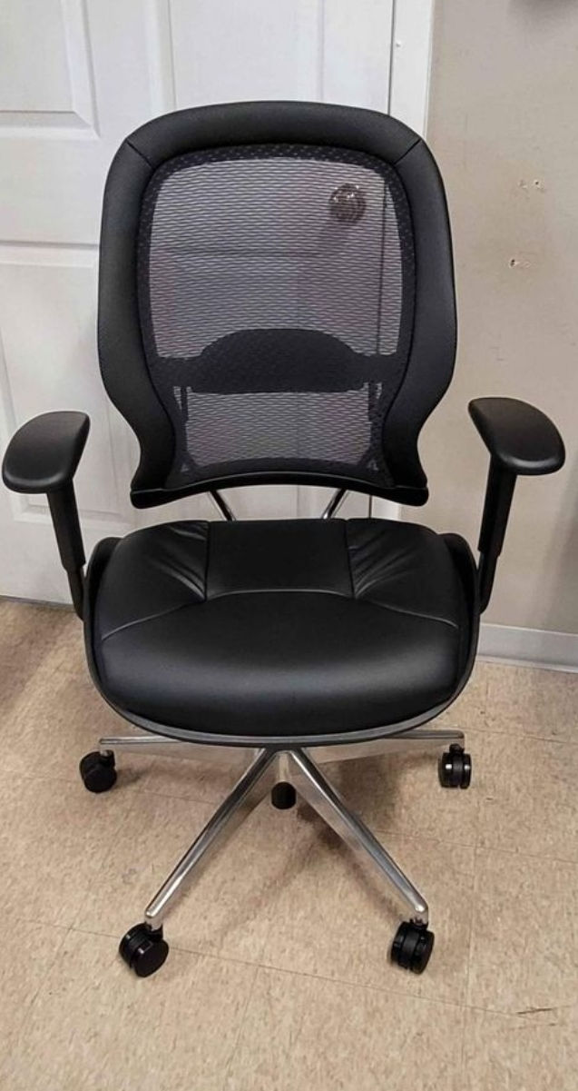Thumbnail: New Office Chair with Thick Padded Bonded Leather Seat and Heavy Duty Aluminum B