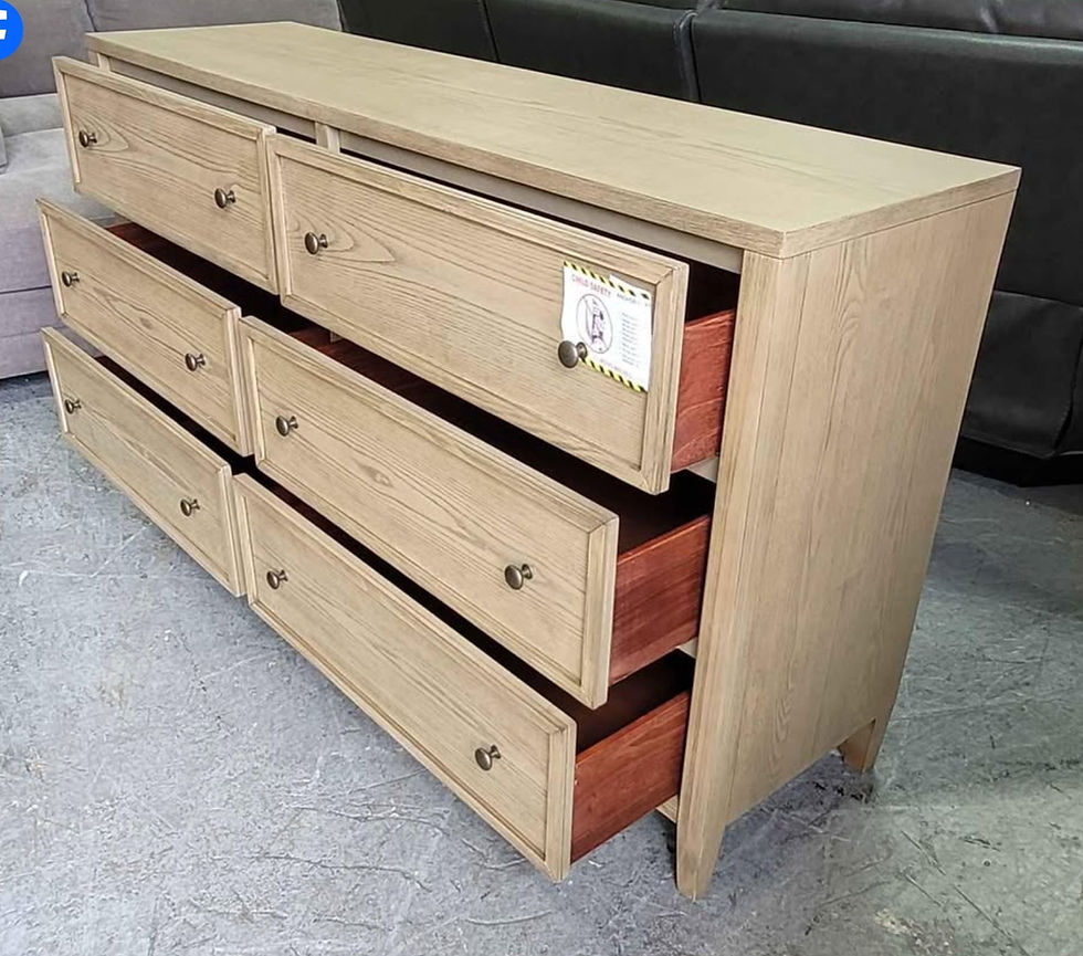 Thumbnail: New 6 Drawer Dresser, Natural Wood Finish