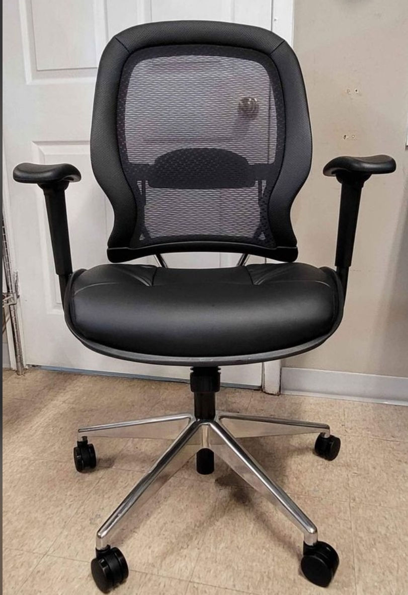 Thumbnail: New Office Chair with Thick Padded Bonded Leather Seat and Heavy Duty Aluminum B