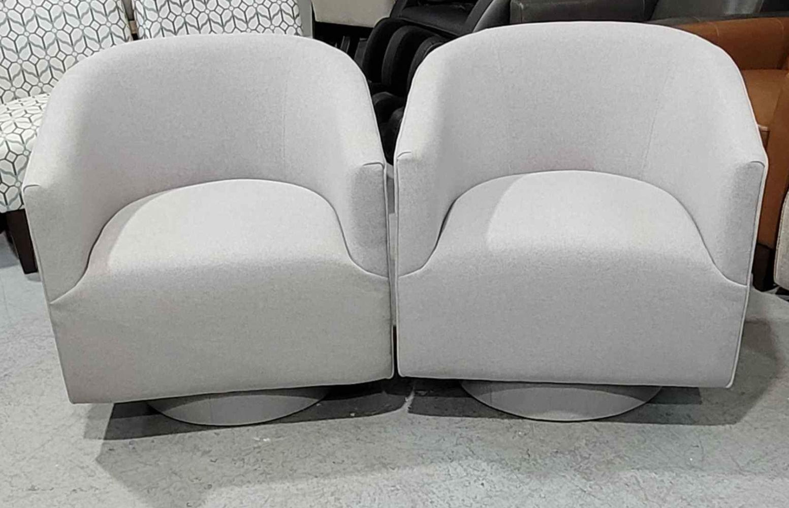 New Barrel Swivel Accent Chair, Light Gray, Set of 2