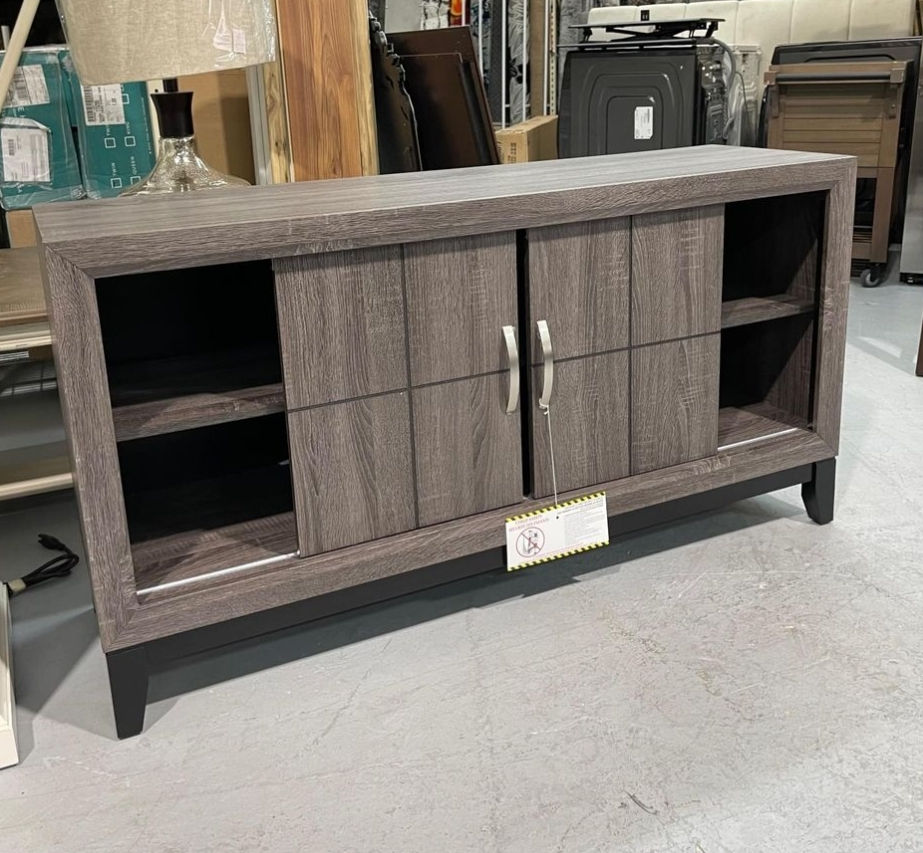 Thumbnail: New Gray Console TV Stand, For TV up to 65