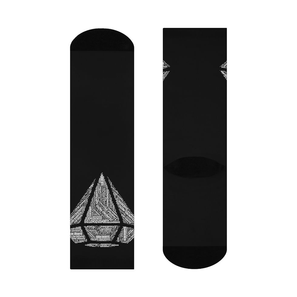 Thumbnail: Diamond Word Art Crew Socks-Black