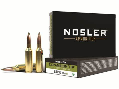 Nosler Ammunition 6.5 PRC Expansion Tip bullets and boxes