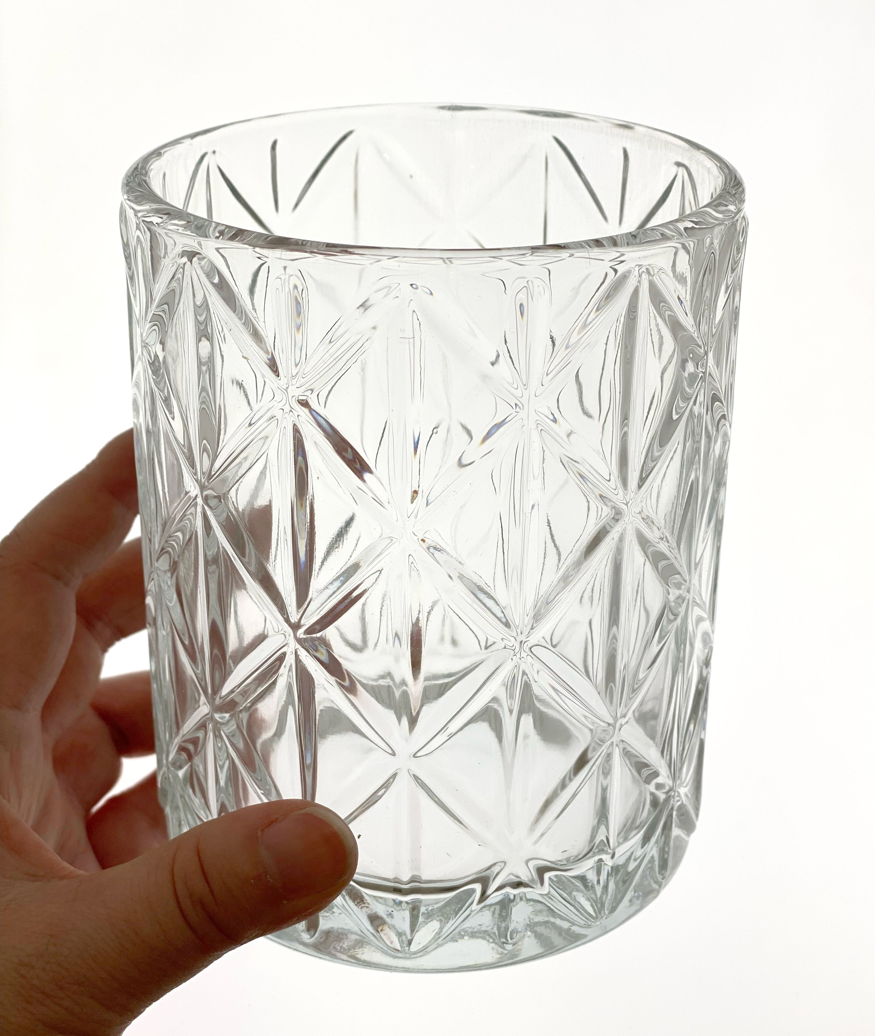 Glass Cup Vase with Ribbed Design Style 30113