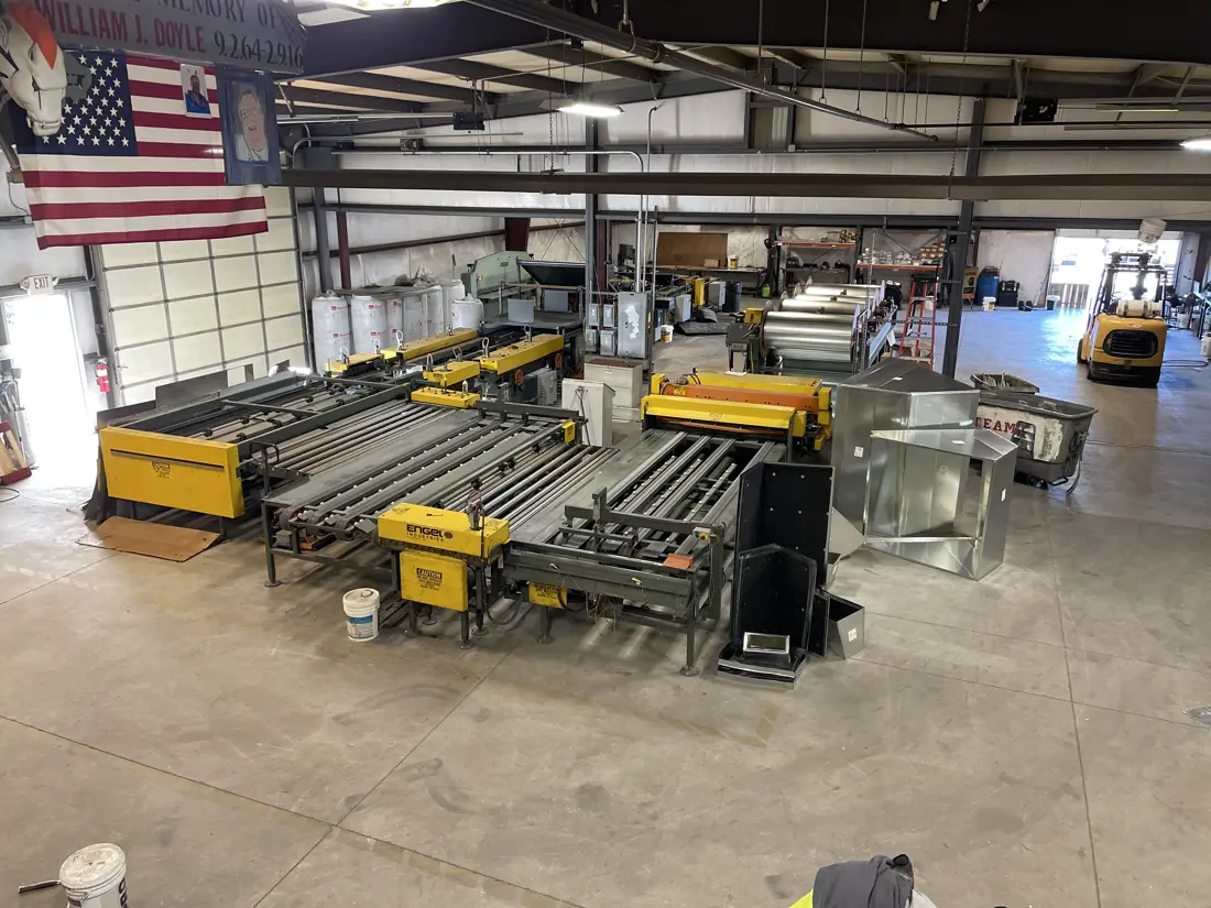 Inside the Custom Duct Manufacturing fabrication shop in Brighton, Colorado