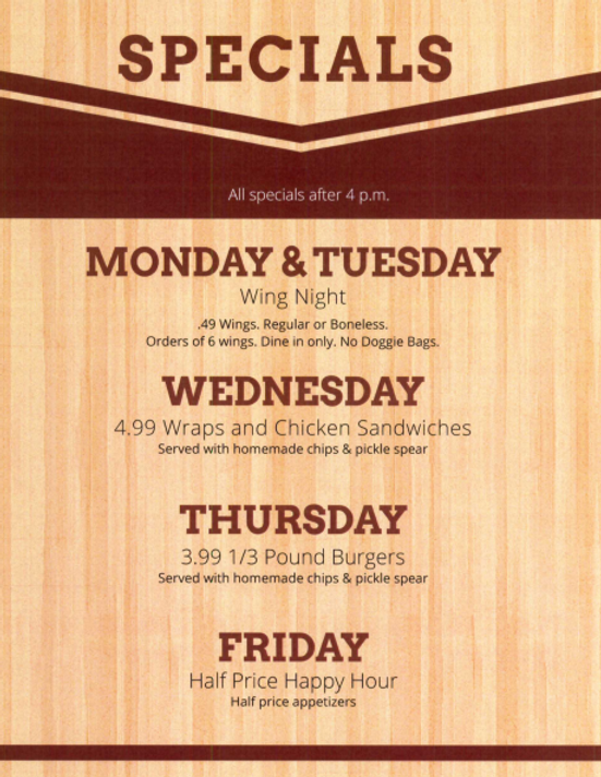 daily restaurant specials