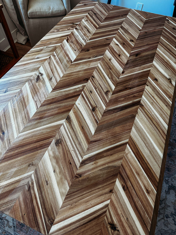 A smooth sealed butcher block.