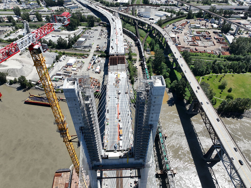Aerial view of the bridge tower.