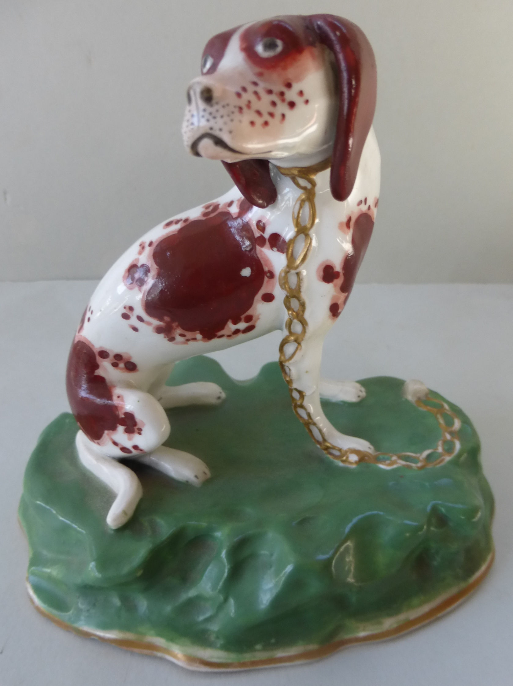 19THC STAFFORDSHIRE PORCELLANOUS GROUP OF A HOUND