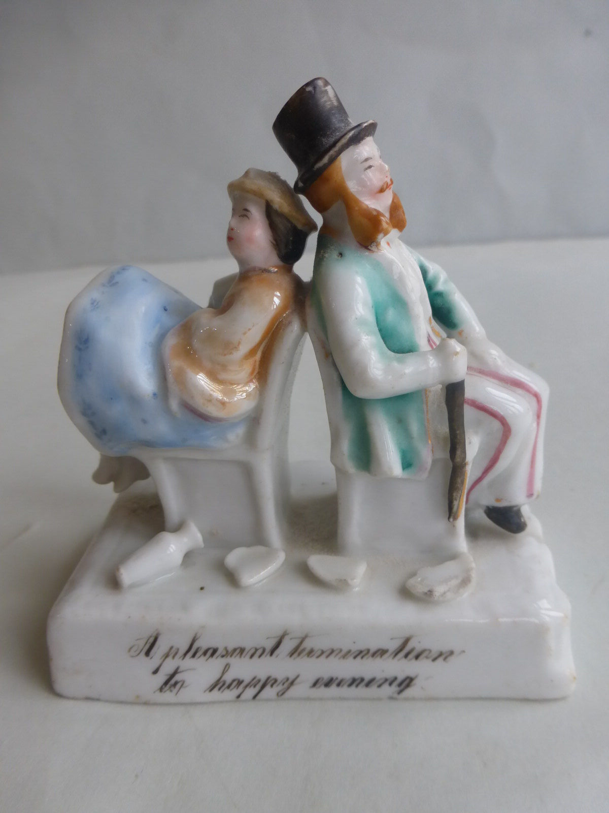 19thc. Victorian Fairing titled A PLEASANT TERMINATION TO A HAPPY EVENING