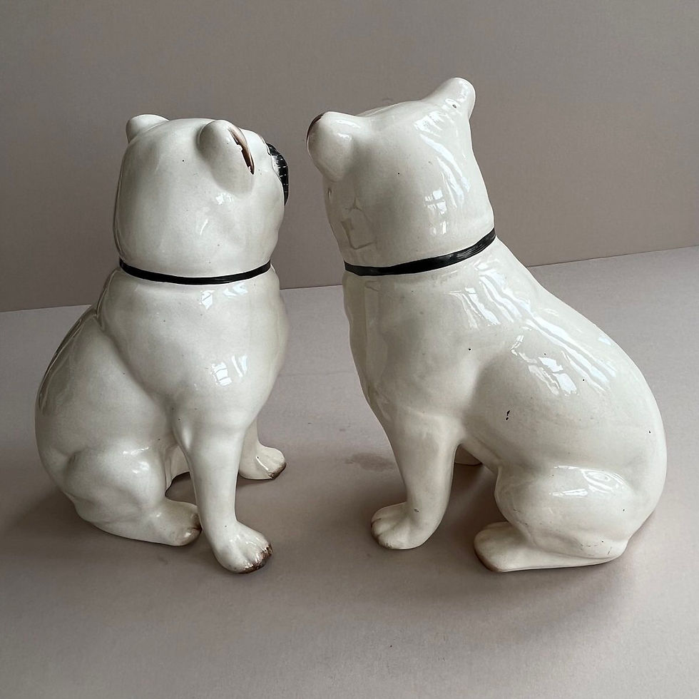Thumbnail: Pair 19thc. Staffordshire Pug Dogs Ref # 4883