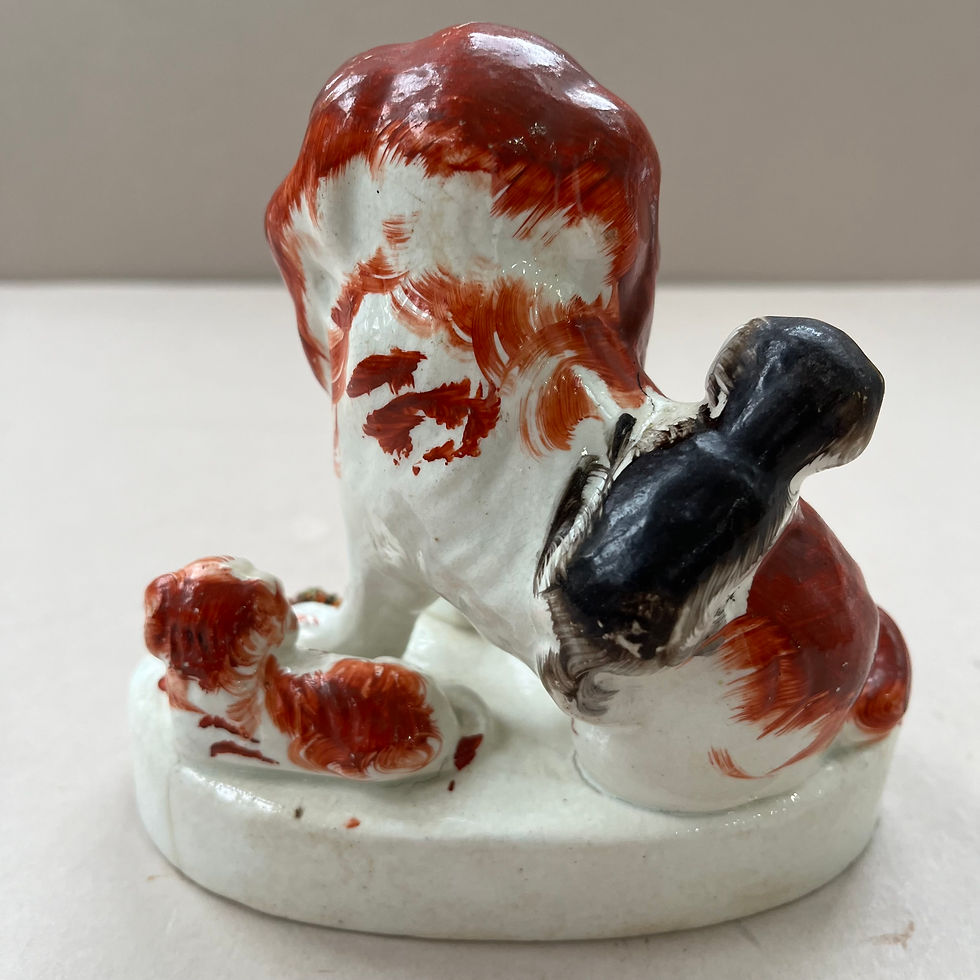 Thumbnail: 19thc. Staffordshire Porcelaine Spaniel with Puppies circa 1845 Ref # 5040