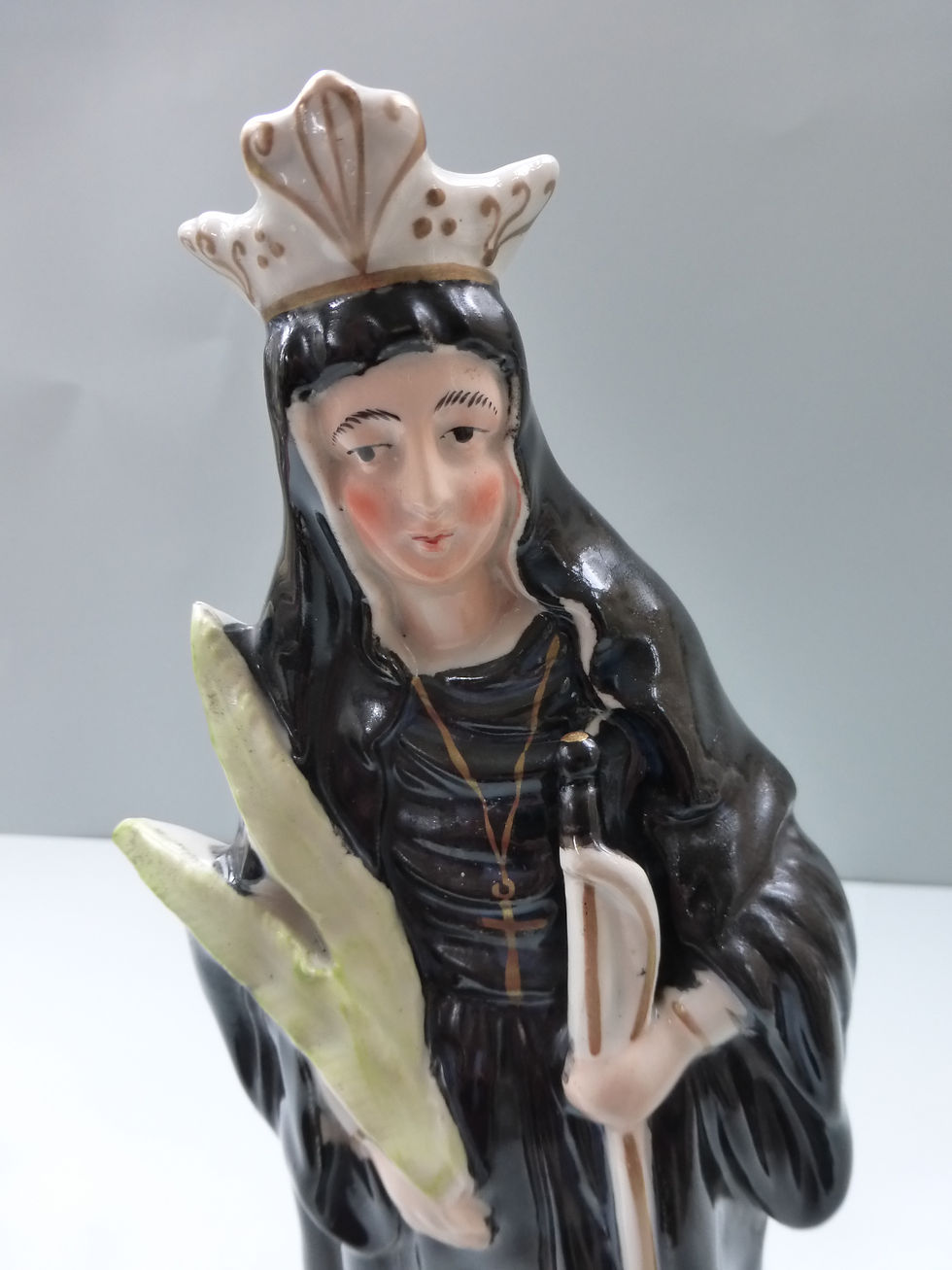 Thumbnail: 19THC. STAFFORDSHIRE FIGURE OF SAINT WINEFRIDE