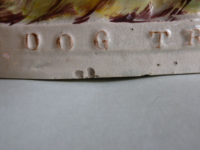Thumbnail: VERY LARGE 19THC. STAFFORDSHIRE TITLED DOG TRAY