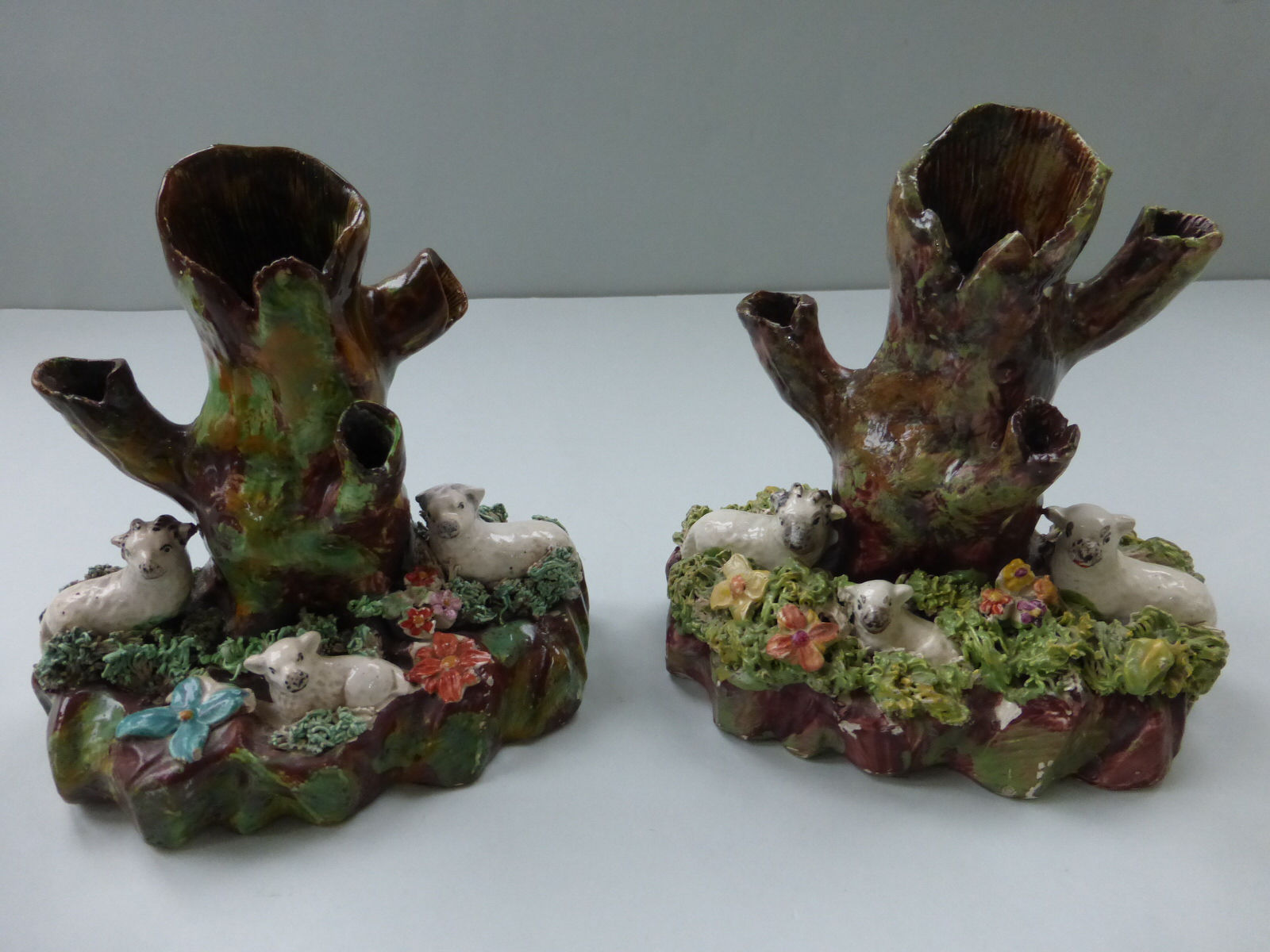 Pair early 19th century Staffordshire Sheep Spills Ref. 3714