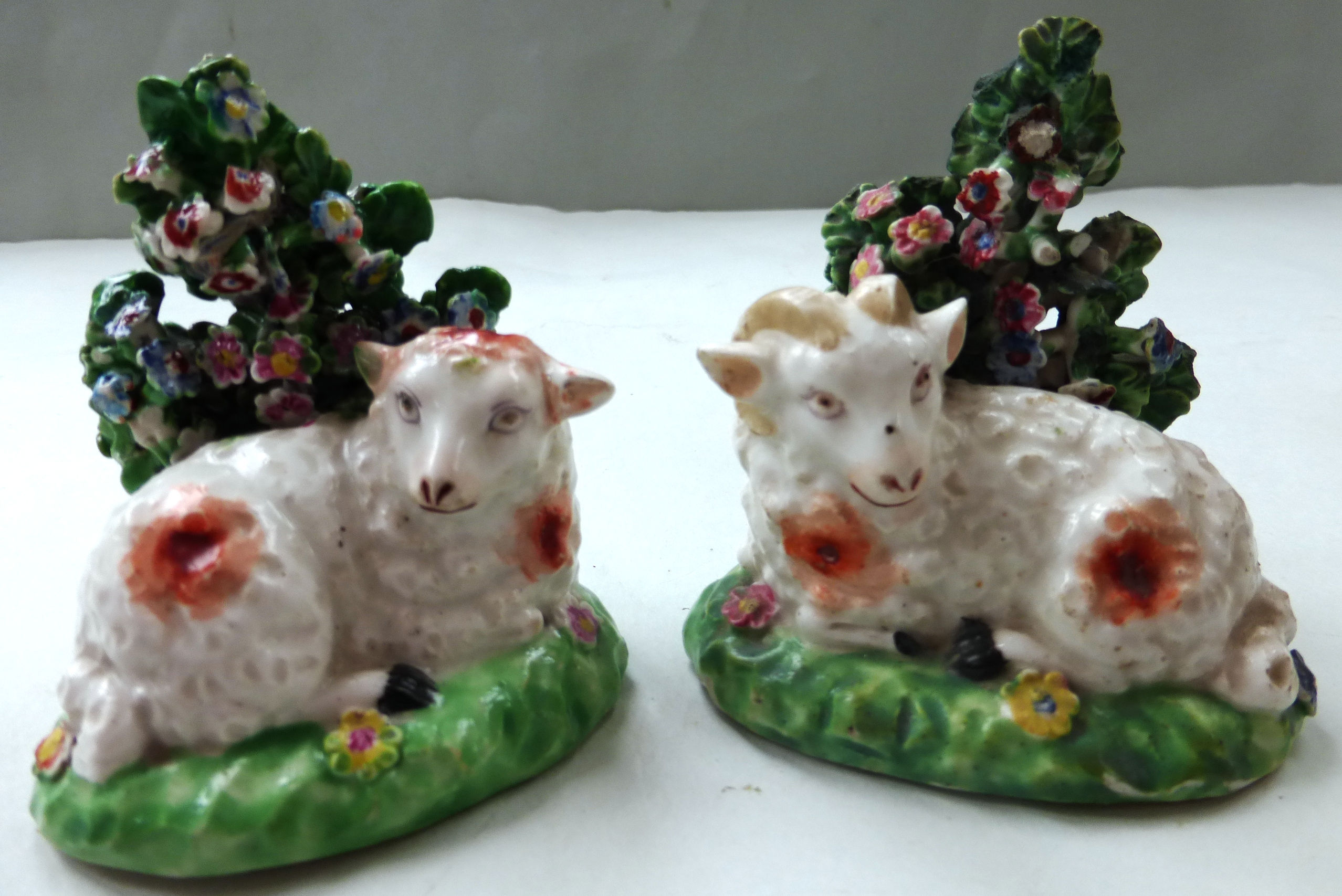 PAIR 19THC. DERBY STAFFORDSHIRE RAM AND EWE