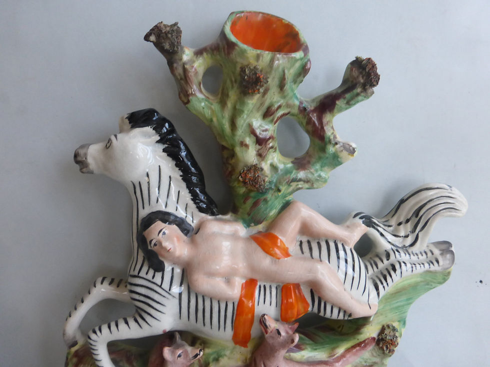 Thumbnail: Unusual 19thc. Staffordshire Mazeppa on a Zebra Ref # 4791