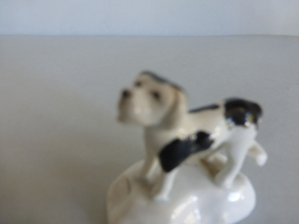 Thumbnail: 19thc. Toy Staffordshire figure of black and white Hound c.1840