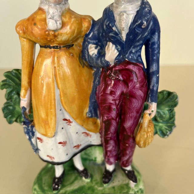 Thumbnail: 19thc. STAFFORDSHIRE PEARLWARE FIGURE OF DANDIES Ref # 5164