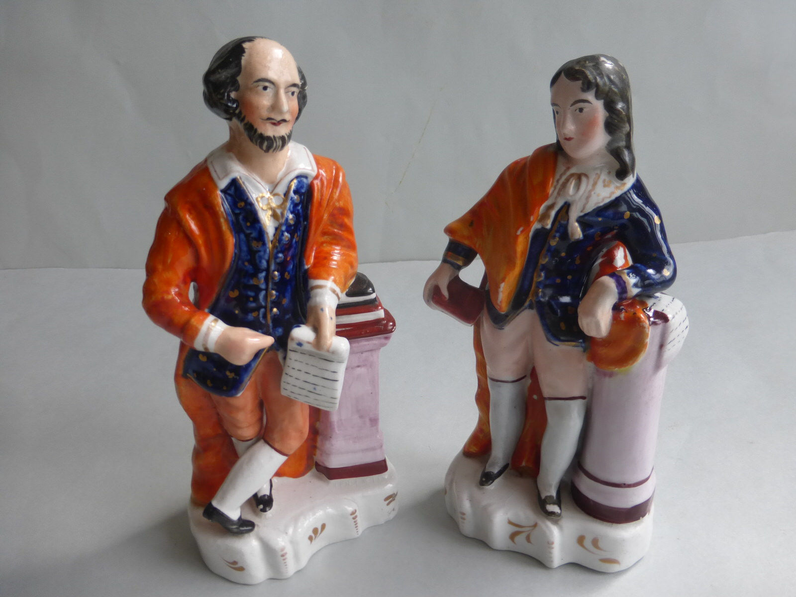 Pair 19thc. Staffordshire figures MILTON & SHAKESPEARE Ref # 4597