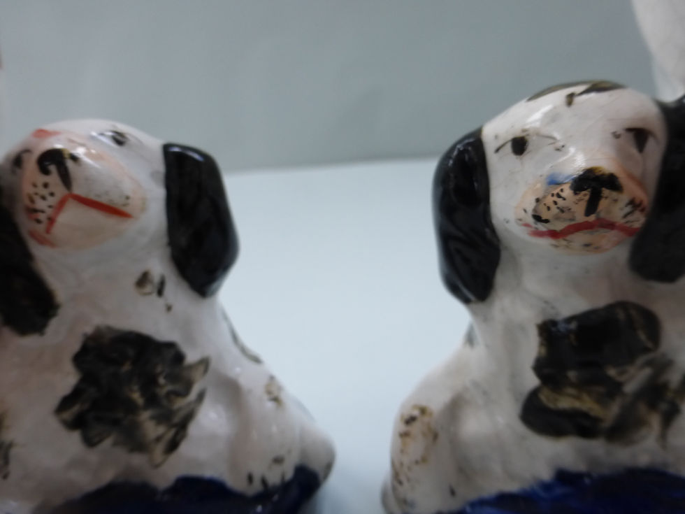 Thumbnail: PAIR 19THC. STAFFORDSHIRE SPANIEL AND PUPPY GROUPS C.1850-60