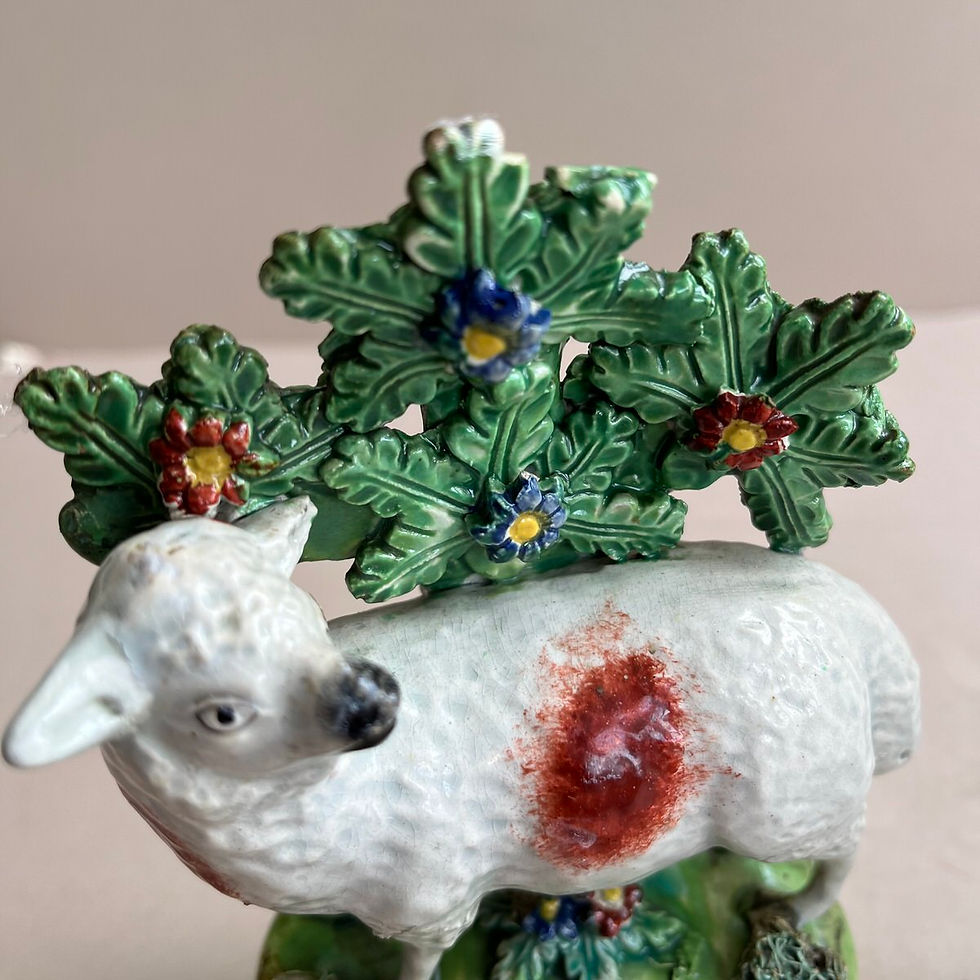 Thumbnail: A GOOD MATCHED PAIR 19THC. STAFFORDSHIRE PEARLWARE SHEEP BY WALTON Ref # 5115