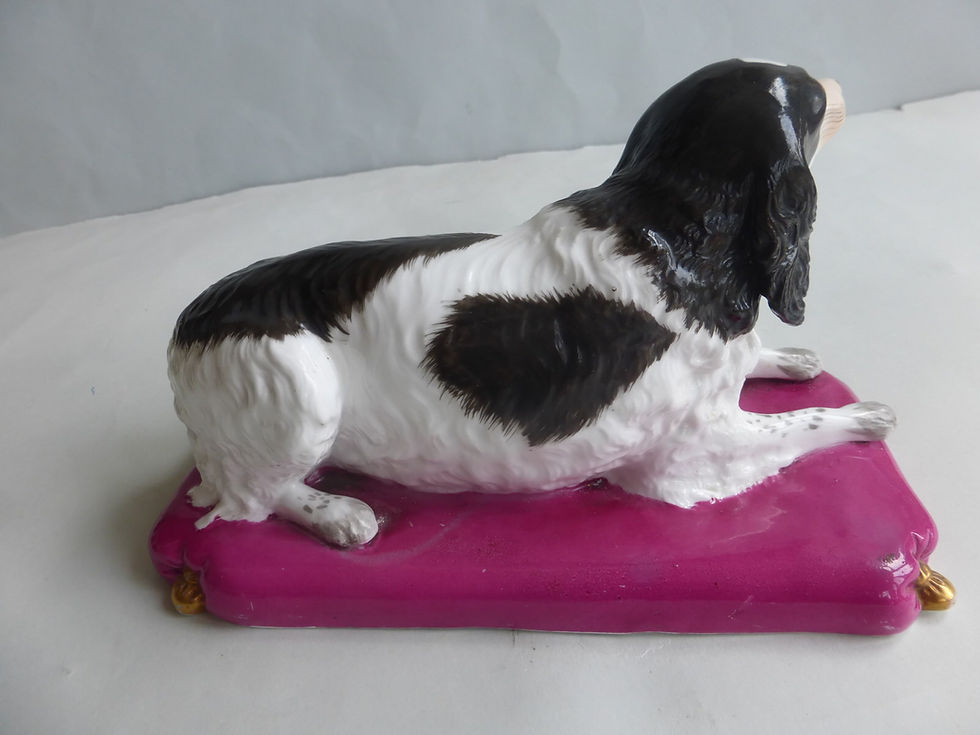 Thumbnail: Superb Staffordshire Porcellanous Spaniel c.1840 - Ref 4842