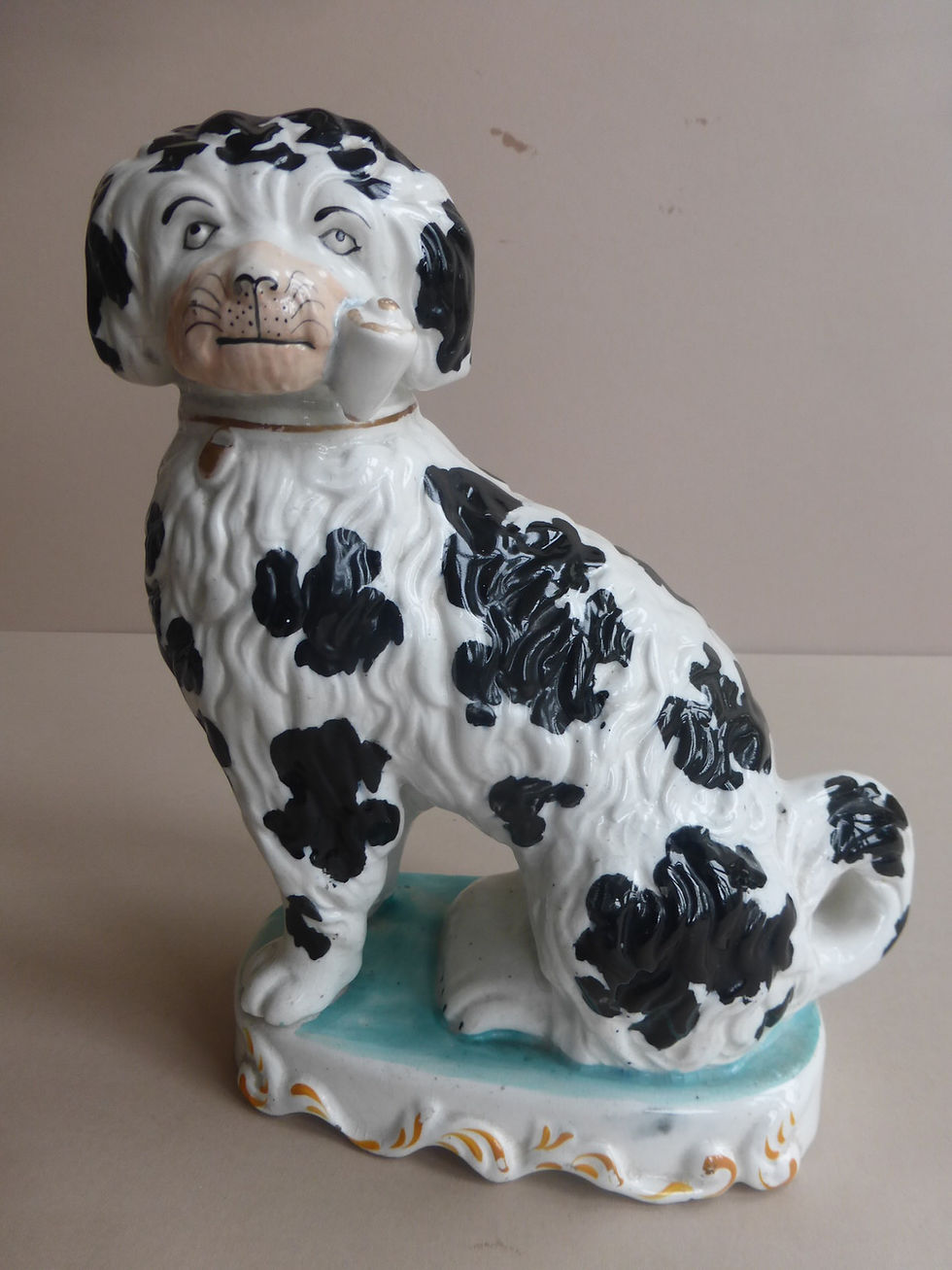 Thumbnail: 19thc. Staffordshire Pipe Smoking Spaniel Ref 4857