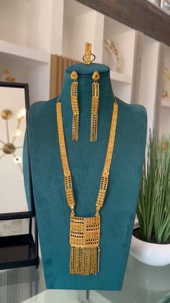 Miniaturbild: Gold Plated Long Tassel Necklace set 
