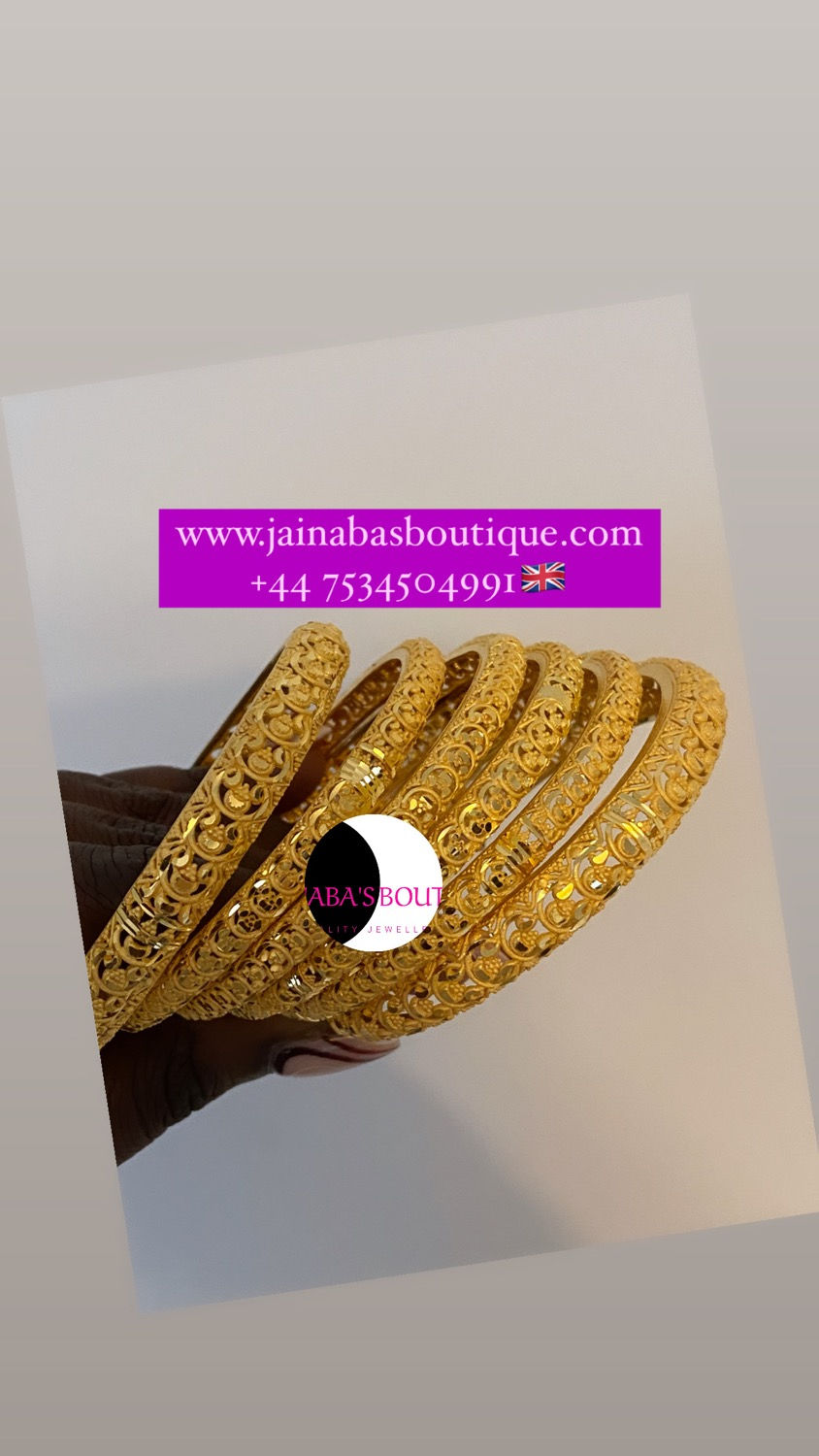 Thumbnail: Real Gold Replica Bangles set of Six