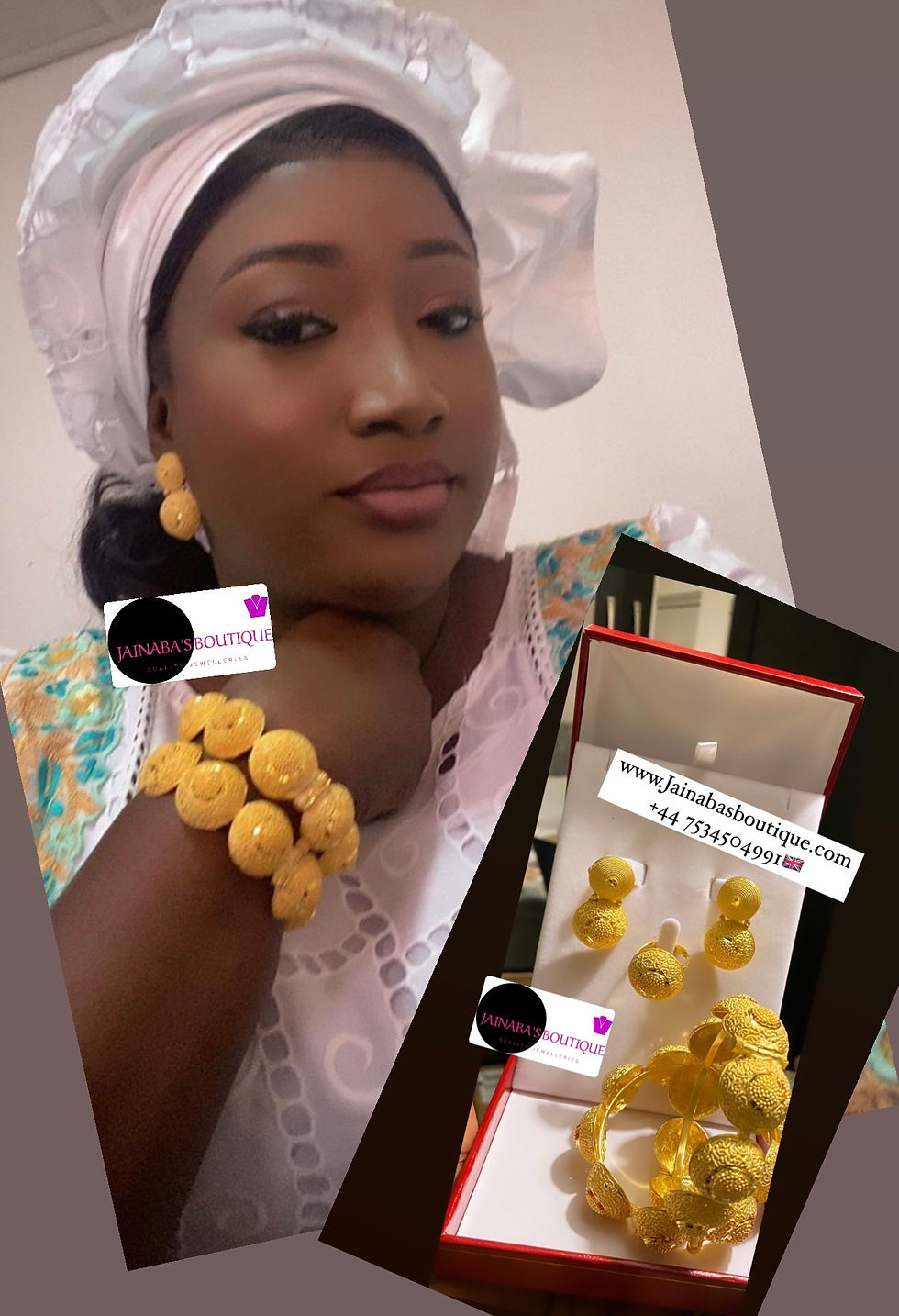 Pikkukuva: Gold Plated drop Earrings & Bangle set