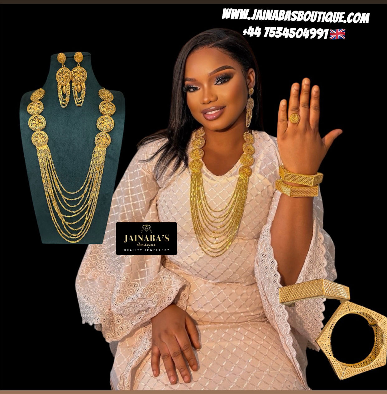 Gold Plated Long layered Necklace set