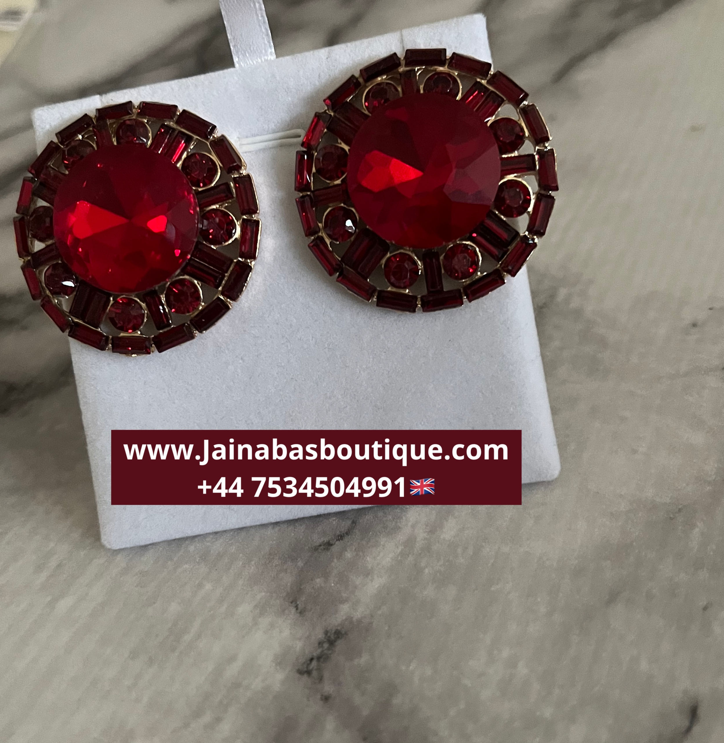 Red Rhinestone Stud Earrings