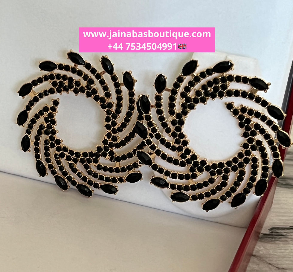 Miniaturebillede: Black Rhinestone Stud Earrings