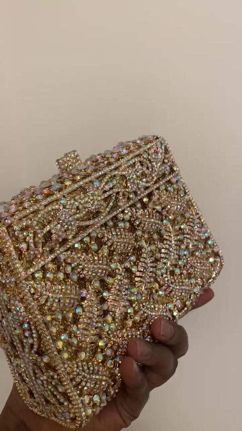 Thumbnail: Silver/Gold Rhinestone Gold Bag