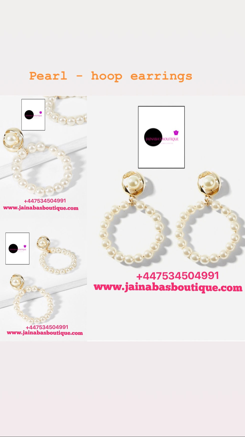 Miniaturebillede: Faux Pearl Hoop Drop Earrings