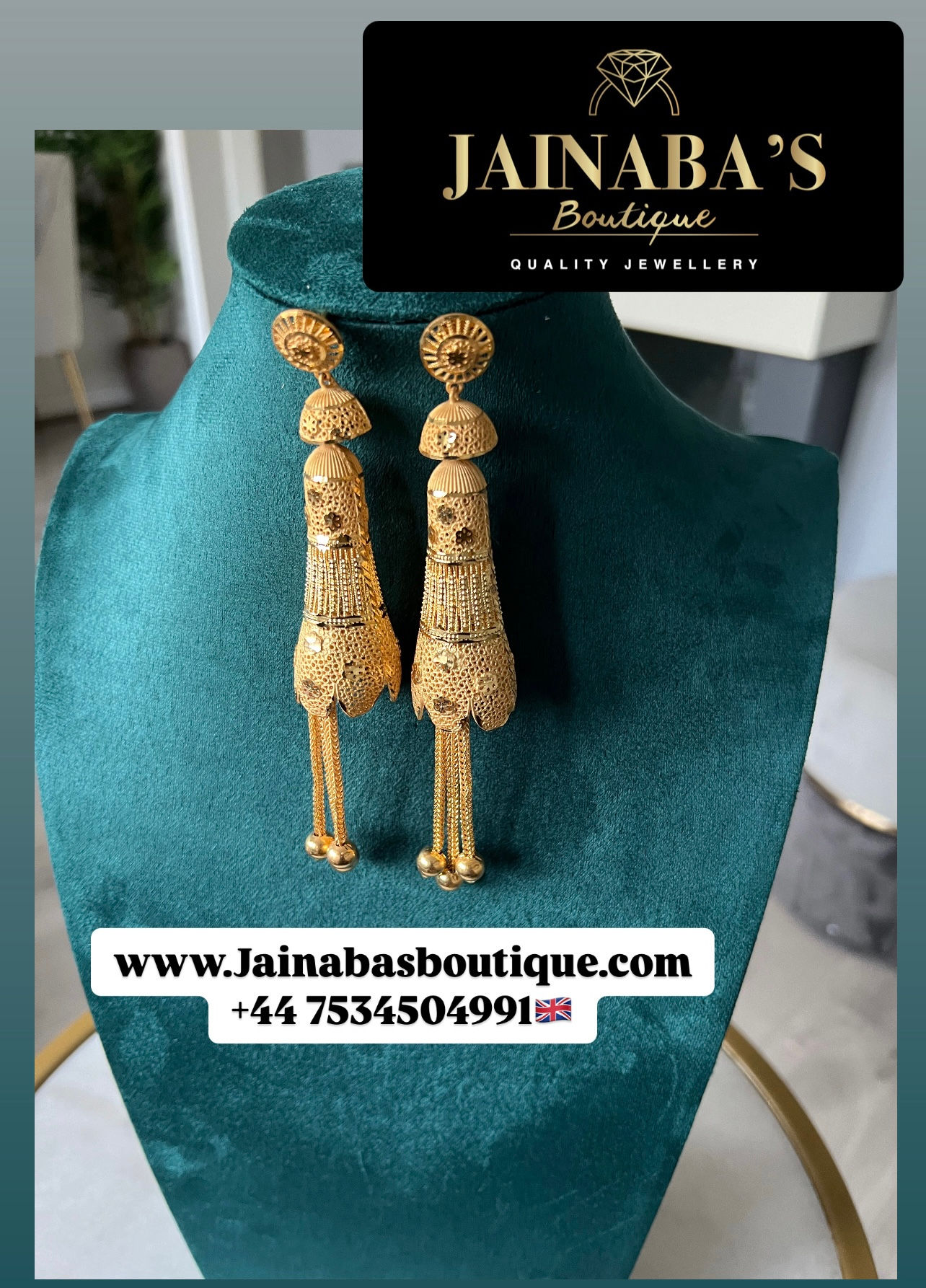 Gold Plated Tassel umbrella Drop Earrings