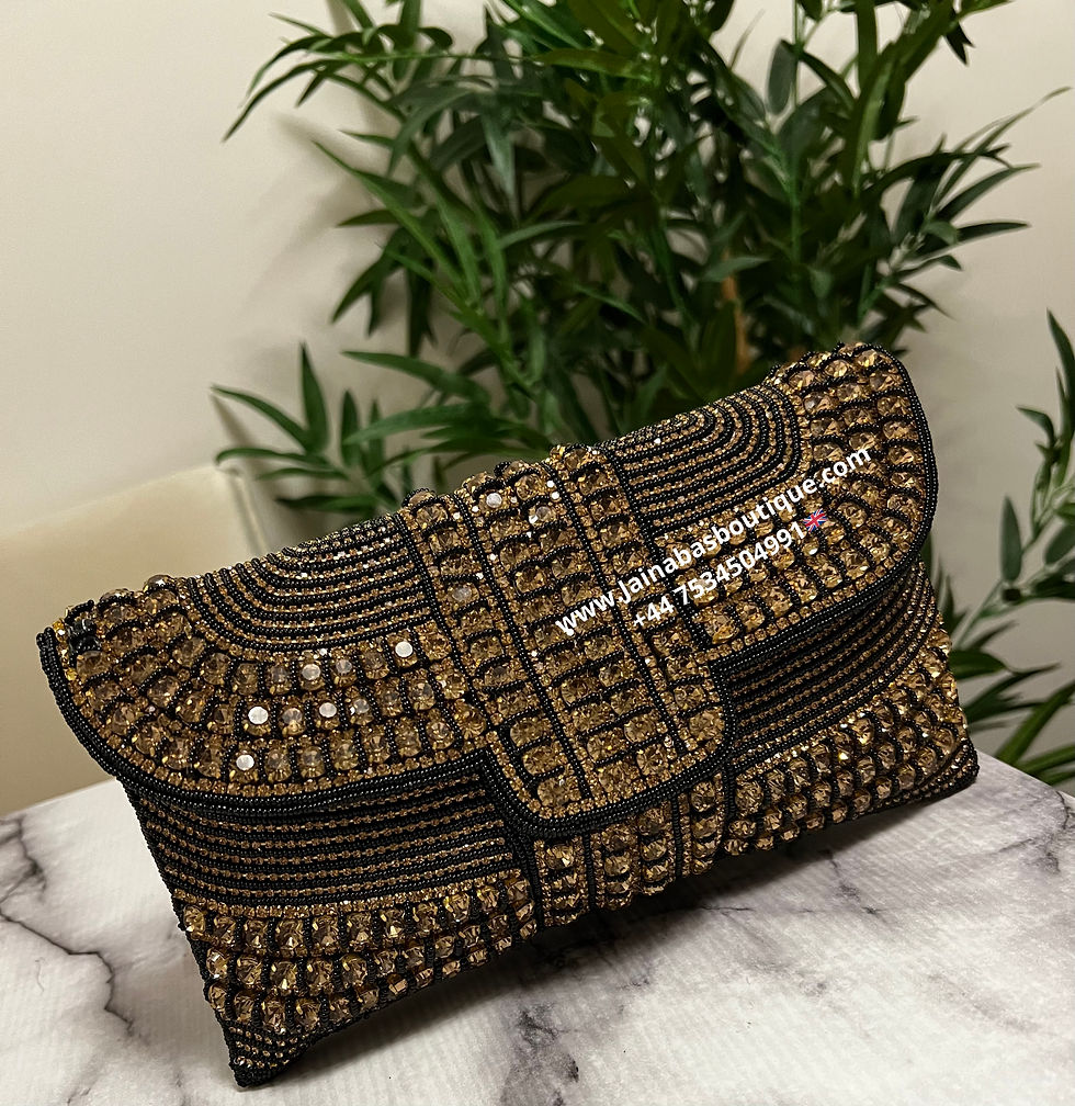 Thumbnail: Black Rhinestone Beaded Clutch