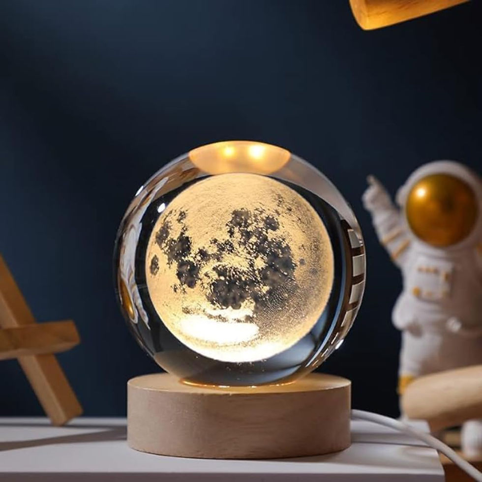 Thumbnail: 3D Crystal Ball Night Light USB Powered Wooden Crystal Ball for Home Decoration