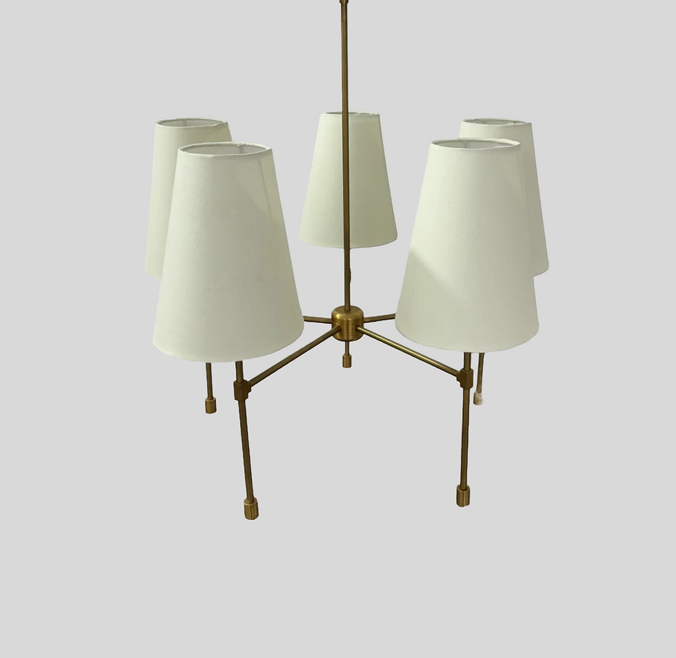 Thumbnail: Handcrafted Radiant Timeless Elegance 5 Arm Brass Shade Chandelier