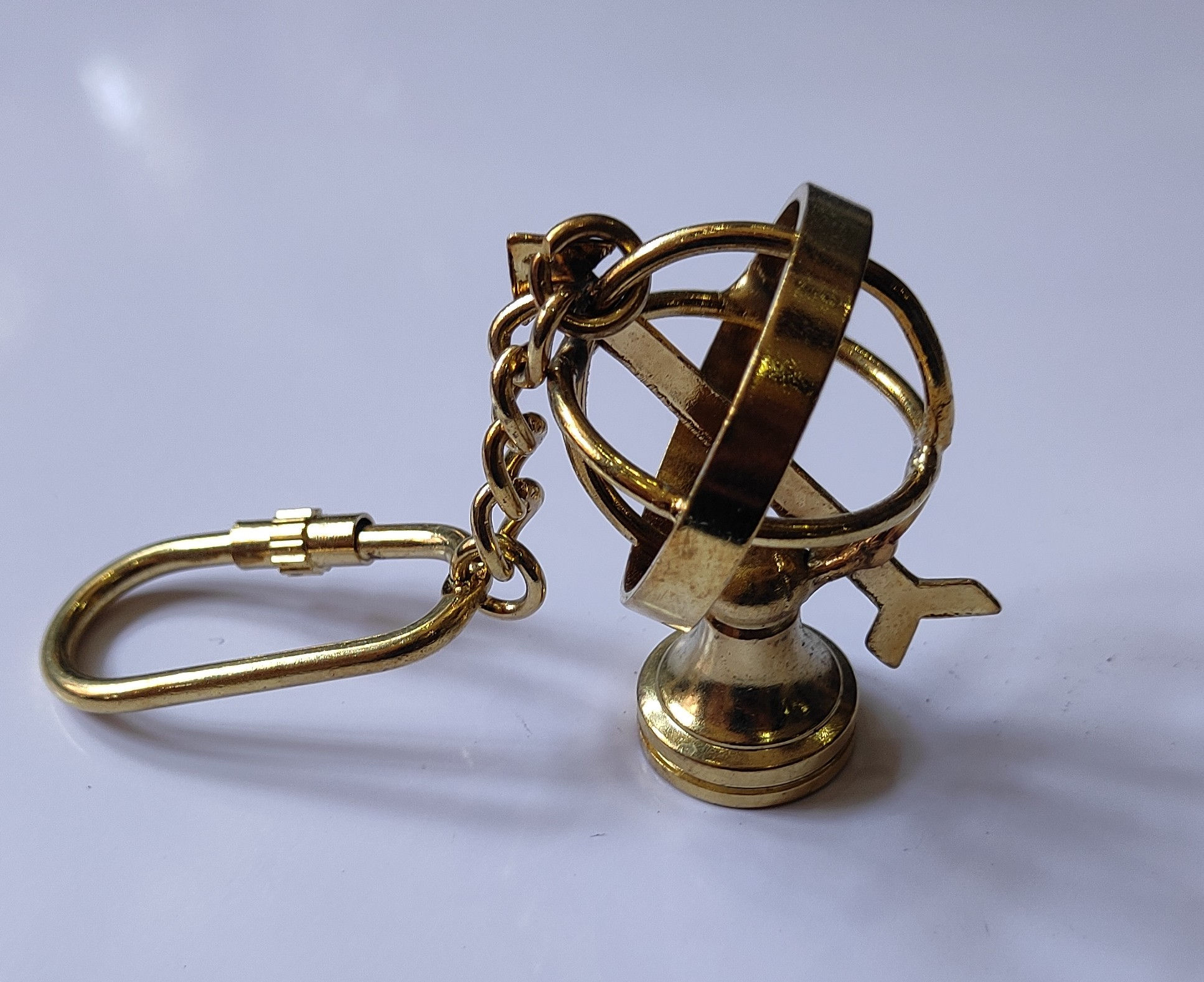 Brass Armillary Keychain
