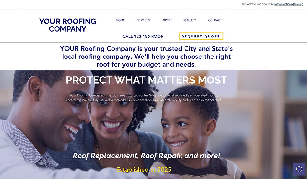 Wix Website Template - Roofing Company or Contractor - Website Design