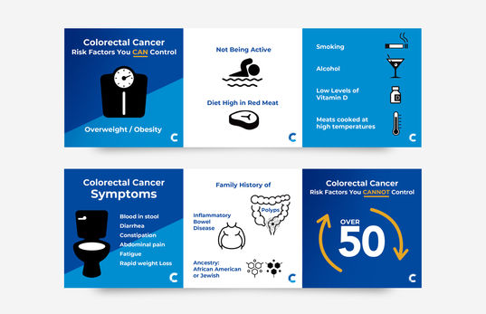 Colon Cancer Foundation digital design assets for prevention and symptoms