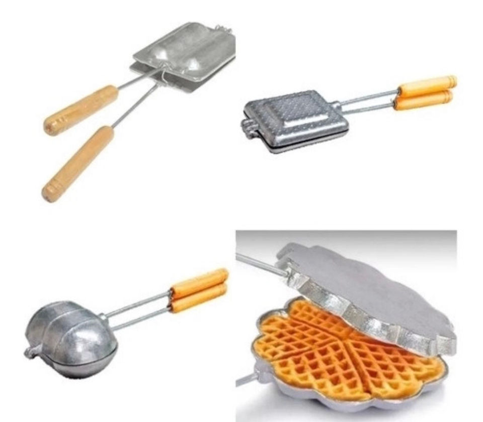 Kit 4 Formas Waffer/crepe/bauru/ Pão Francês Alumínio. 