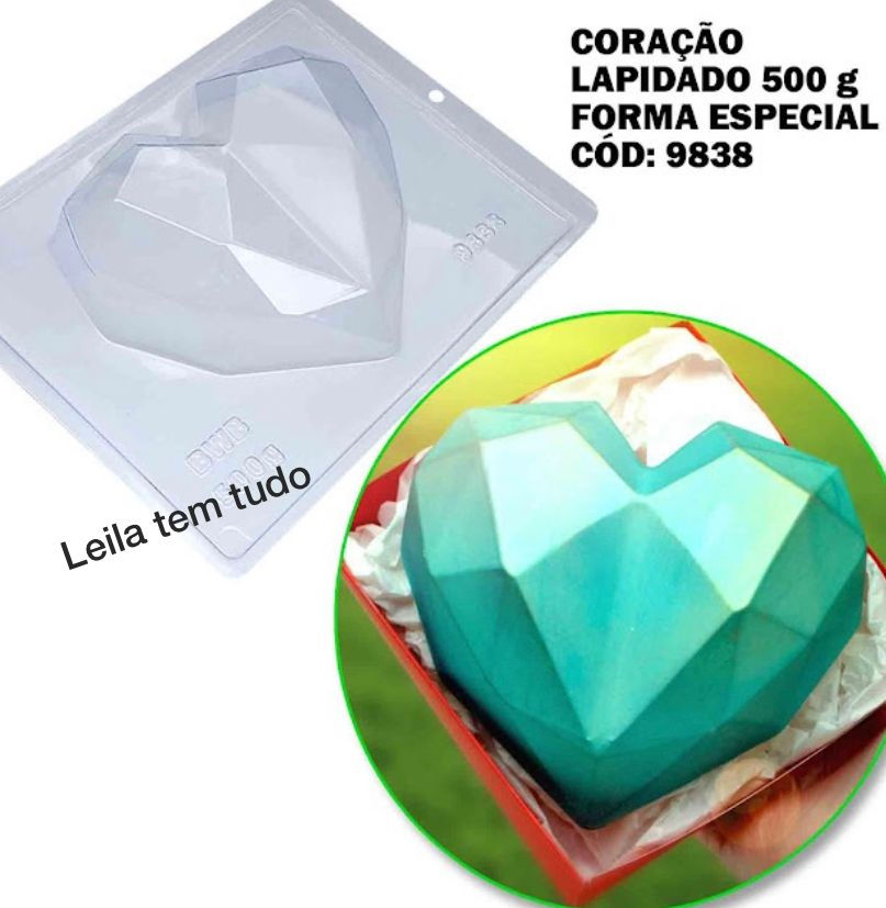 Coração Lapidado 500g BWB COD:9838 Forma De Chocolate Especial (3 Partes)