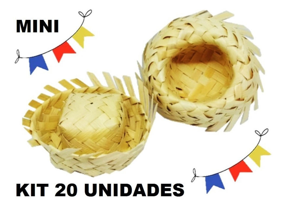 20 Mini Chapéu de palha para decoração.